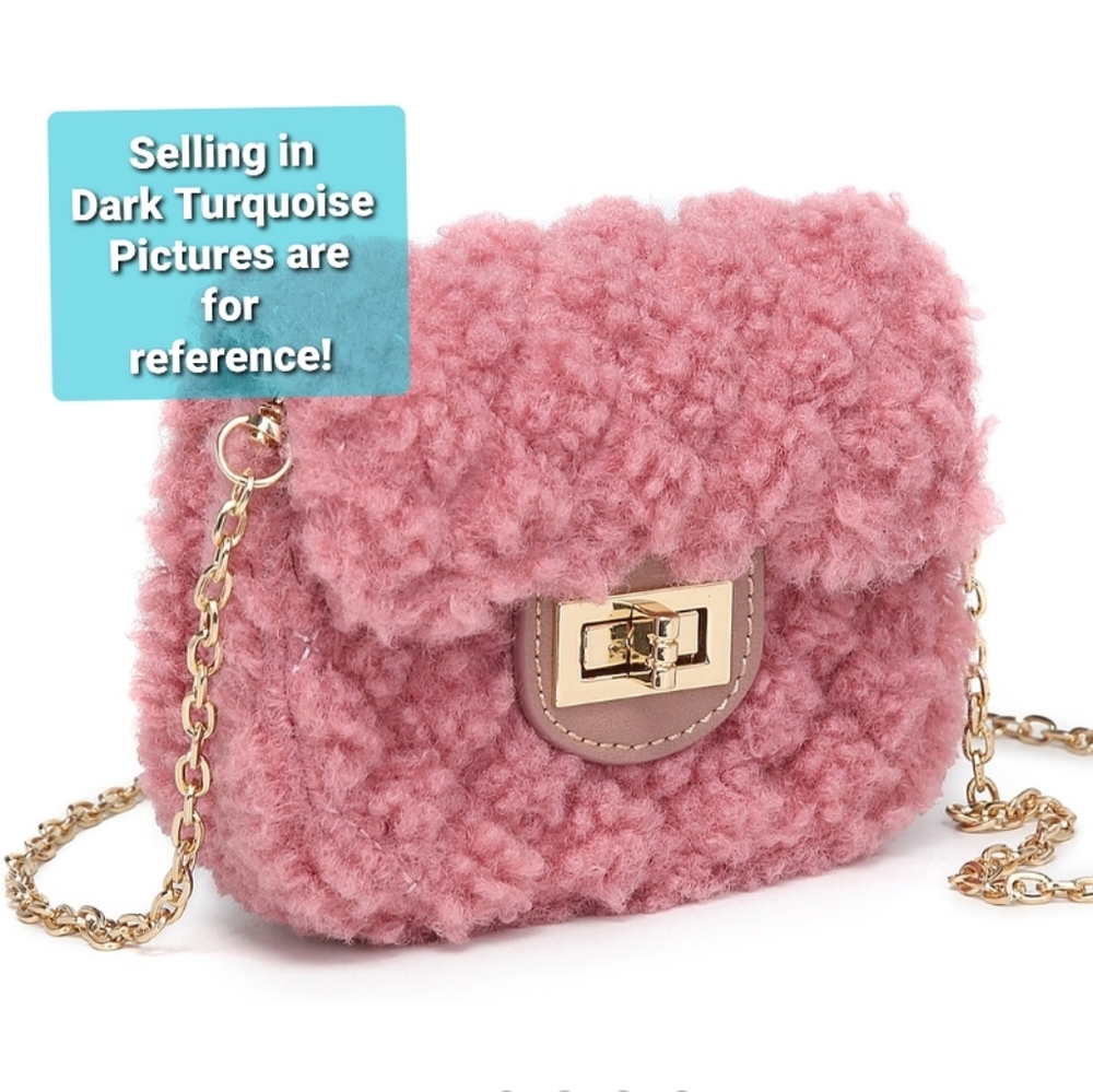 #URBAN EXPRESSIONS #Amie Sherpa Mini Crossbody in DARK TURQUOISE - Picture 2 of 16